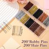 400 Pcs Bobby Pins Hair Pins Set, 2 Inch Hair Pins for Women Girls and U-Shaped Hair Pins for Buns, 5 Colors Bobby Pins Brown Blonde Black Hair Styling Pins with Storage Box