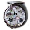 MADDesign Mother of Pearl Compact Mirror Round Double Sided Folding Magnify Crane Apricot Tree Design