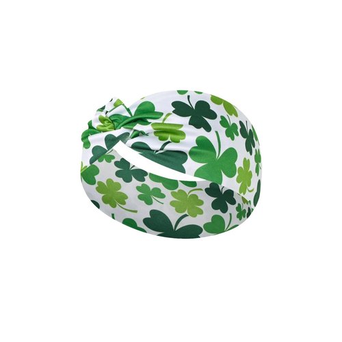 BBTDIN St Patrick's Turban for Women Shamrock Headband Green Girls Hair Band Headwarp JHSP40 (C2)