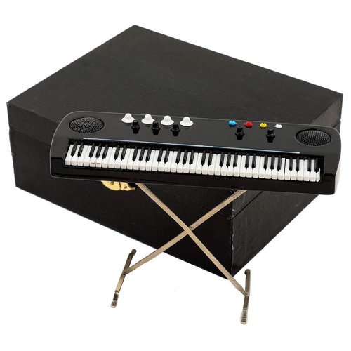 Miniature Electronic Organ with Case Mini Musical Instrument Mini Electronic Keyboard Miniature Dollhouse Model Electone Christmas Ornament and Gift (5.51"x1.79"x3.72")