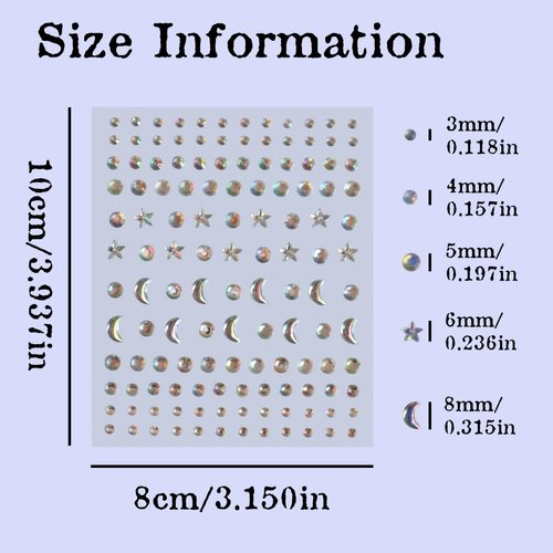 Moon Stars Face Gems Jewels for Women Glitter Hair Crystal Rhinestones Rave Party Festival Party Club Body Face Eye Nail Makeup Stickers Temporary Tattoos (Stars)
