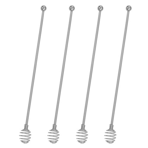 Coffee Stir Sticks,BURLIHOME Stainless Steel Swizzle Sticks 4Pcs Reusable Beverage Stirrers with Honey Shape