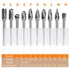 Carbide Burr Set, Die Grinder Bits, 10 PCS 1/8" Shank Double Cut Tungsten Carbide Rotary Burrs Set Compatible with Dremel Bits for Metal Wood Carving Engraving Polishing