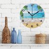 Qilmy Beautiful Palm Sea Beach Wall Clock Non Ticking Silent Art Decorative Round Clock for Living Room Kitchen Bedroom Office School