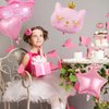 6th Birthday Decorations for Girl, Crown 6 Balloon, Pink Number 6 Balloons 40 Inch, Cat Themed Party Decorations Baby Shower Supplies