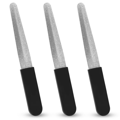 3PCS Fingernail Files, Metal Nail File for Natural Nails, Diamond Fingernail Files with Non Slip Handle, Finger Nail Filers for Women Men, Sapphire Grit Nail Filers Gift
