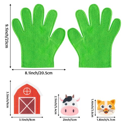 WATINC Felt Story Finger Puppets - 2Pcs DTY Storytelling Hand Puppet Felt Art Craft Education Gift, Making Storytime Glove Puppet Early Learning Role Play for Kids Toddles (Farm Animals)