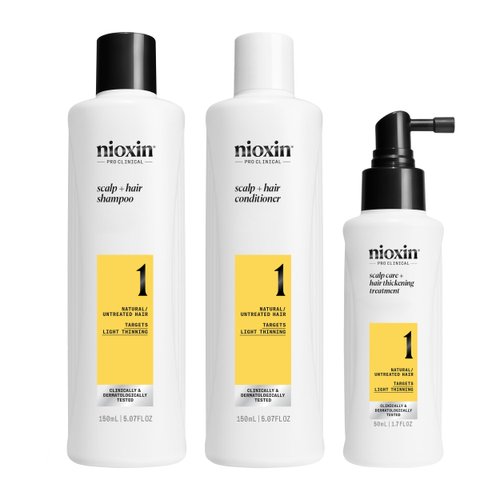 Nioxin System Kit 1, Strengthening &amp; Thickening Hair Treatment, For Natural Hair with Light Thinn...