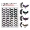JIMIRE 20 Pairs False Eyelashes 4 Styles Mink Eyelashes Fluffy Pack 3D Volume Faux Mink Cat Eye Lashes Pack