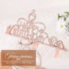 Yean Birthday Silver Tiaras Crown Crystal Princess Crowns Rhinestone Tiara with Comb Headband Sash Crown for Women a n d Girls (Rose Gold)