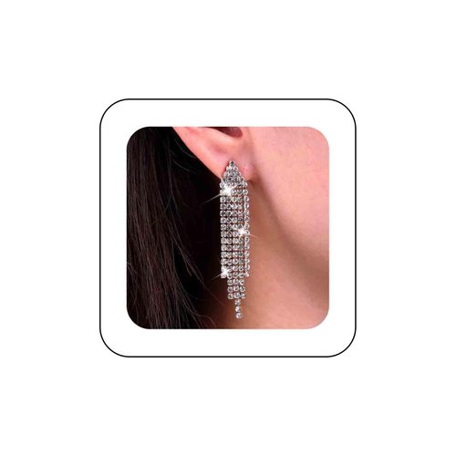 Sttiafay Vintage Rhinestone Chandelier Tassel Earrings Crystal Chain Drop Earrings Gold Long Tennis Chain Earrings Shine Chandelier Bridal Earrings Jewelry for Women