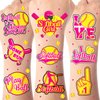 Serencatcher 144 Pcs Softball Temporary Tattoos for Girls, Softball Baseball Party Favors Tattoos Stickers Waterproof for Softball Birthday Party Decorations Softball Gifts Sports Club Team Rewards