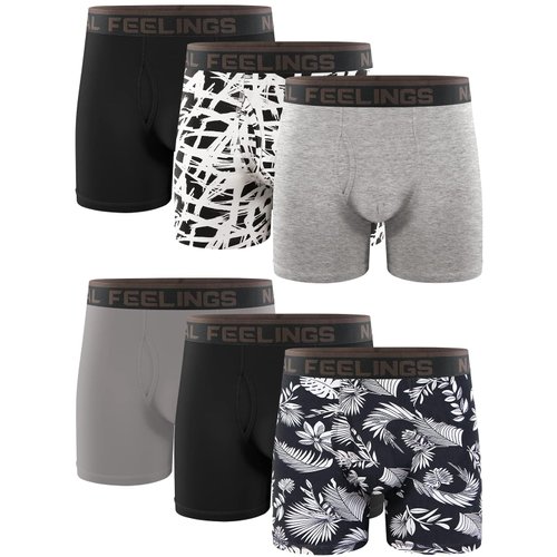 Natural Feelings Boxer Briefs Mens Underwear Men Pack of 6 Soft Cotton Open Fly Underwear
