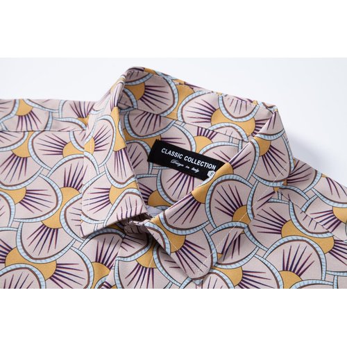 EOUOSS Mens Printed Dress Shirts 4-Way Stretch Long Sleeve Wrinkle Free Floral Casual Button Down Shirt Yellow/Khaki-XXL