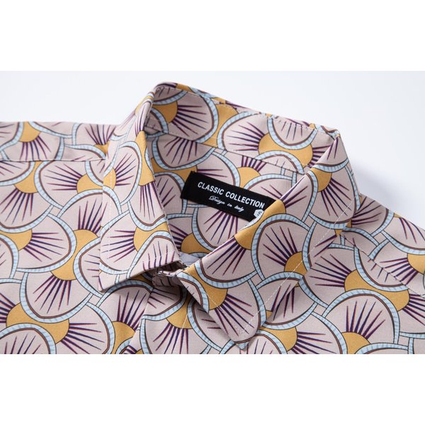 EOUOSS Mens Printed Dress Shirts 4-Way Stretch Long Sleeve Wrinkle Free Floral Casual Button Down Shirt Yellow/Khaki-XXL