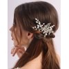 Rumtock Silver Flower Hair Comb for Wedding Brides Women Pearl Hair Jewelry Handmade Hair Accessories