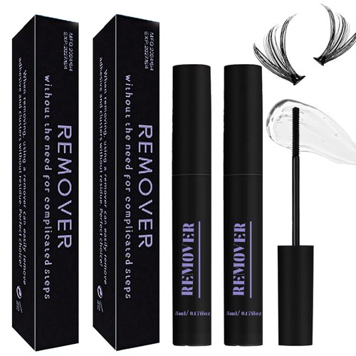 Qiveaory 2Pcs Lash Remover for Lash Extension,Cluster Lash Glue Remover Individual Eyelashes Gentle Eye Removal for False Lashes,Eyelash Extension Adhesive Remover Self Use at Home