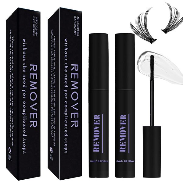 Qiveaory 2Pcs Lash Remover for Lash Extension,Cluster Lash Glue Remover Individual Eyelashes Gentle Eye Removal for False Lashes,Eyelash Extension Adhesive Remover Self Use at Home