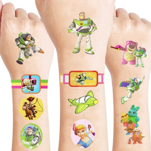 8 Sheets Kids Tattoo Summer Party Tattoo Hawaiian Luau Themed Tattoos Tropical Beach Tattoos Waterproof Temporary Tattoos Stickers Party Decoration Supplies for Adults (Toy Story)