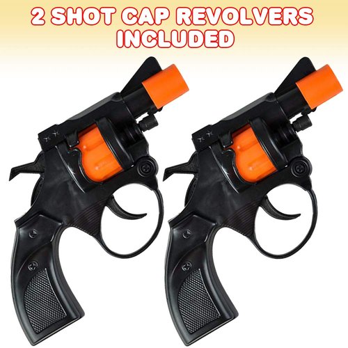 ArtCreativity Shot Cap Gun Revolver Toy for Kids, Set of 2, Cool Shooter Toys for Boys and Girls, Kid-Safe Revolver Toy Pistol for Active Fun, Great Halloween Accessory for Children 4 5 6 7+