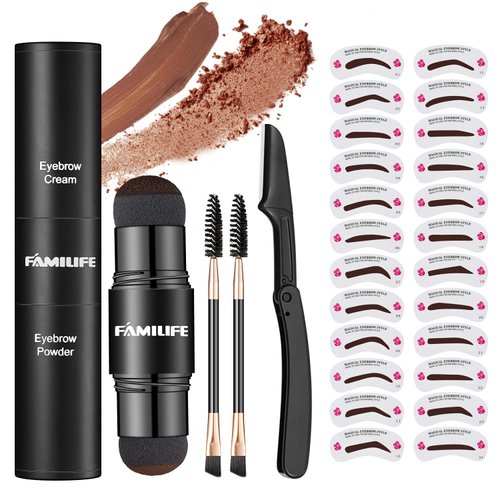 Eyebrow Stamp Stencil Kit, Perfect Kit - 24 Reusable Brow Stencils Adjustable for all Eyebrow Sha...