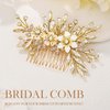 YBSHIN Bride Wedding Flower Hair Comb Gold Rhinestone Hair Piece Crystal Bridal Hair Accessories for Women