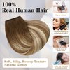 RECOOL Wire Hair Extensions Real Human Hair Balayage Chocolate Brown to Light Brown and Bleach Blonde Remy Invisible Wire Hair Extension Straight Clip in Hair Extensions(16 inch)