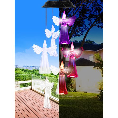Zeonetak Angel Solar Wind Chimes, Solar Outdoor Wind Chimes Changing Colors,Wind Chime Solar Lights Bright Waterproof Outdoor Wind Chime for Home Garden Decoration, Gifts for Mom Grandma Birthday