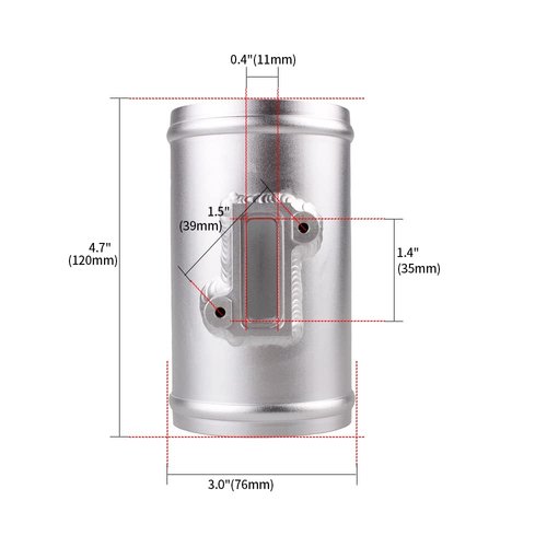 BARTOO Air Flow Meter Base MAF Sensor Mount Fit for Nissan Honda Civic Ford MAF Air Intake Meter Adapter 3” maf Sensor Adapter (3", 1)