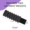 Ankle Weights for Women Men, Adjustable Wrist Weighted Bracelet for Wearable Arm & Leg Weights Set for Walking, Yoga, Swimming, Cardio, Aerobics, Gym Set of 2 (1Lb Each)-Black