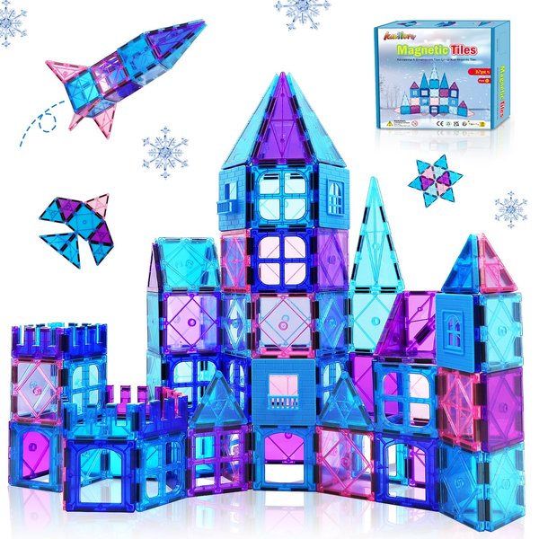 Magnetic Tiles 3D Frozen Kids Toys for Girl Age 4-7 Educational Magnetic Building Blocks Girl Toys Age 6-8 Princess Castle Pretend Play Toys for Kids Age 3 4-5 6 8-10 Year Old Girl Boy Birthday Gifts
