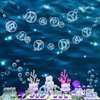 Cheerland Transparent Blue Bubble Garland Happy Birthday Banner Under the Sea Party Decorations for Kids Ocean Theme Party Decoration Hanging Under Sea Birthday Decor Mermaid Party Decoration