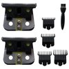 Upgraded 2 Pack T Outliner Blades for Andis T Outliner Trimmer, for GTX Replacement Blade with Brush, Steel T Blade Set with 4 Guards Guides for Hair Clippers Model #04710/04521, Black