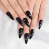 Sharp Pointed Fake Nails Black Gelnails Medium-Long Size Real Stiletto Point Acrylic Nail Tips 24