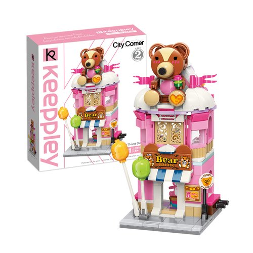 QMAN Girls Building Blocks Toy Teddy Theme Store Building Kit Cute-Bear Sales Shop Building Toy for Girls Age 6-12 and Up (281 Pieces)