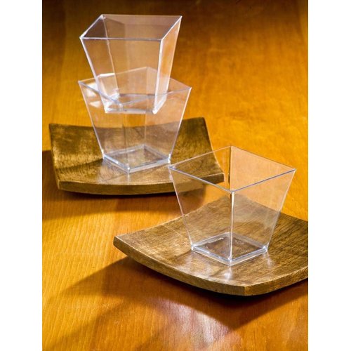 Zappy 100 Ct Elegant Square Mini Cube 2oz Clear Tasting Sample Shot Glasses 100 Ct Dessert Cups Disposable Plastic