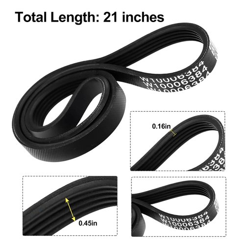 W10721967 Washer Pulley Clutch Kit & W10006384 Washer Drive Belt Fit for Whirlpool Kenmore Maytag Washing Machine Replaces PS10057144 W10239973 W10006352 W10006354 W10006356 W10315818 W10326374