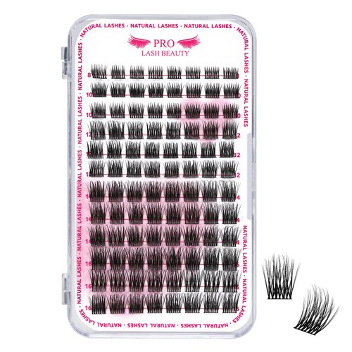 Lash Clusters, 96 Pcs Individual Lashes Natural Look Cluster Lashes DIY Lash Extension 8-16mm Eyelash Clusters Wispy Natural Lashes Super Thin Band Reusable(Timeless,D-8-16mix)