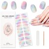 TOROKOM Semi Cured Gel Nail Strips 20PCS Rainbow Ombre Self-Adhesive Gel Nail Wraps Strips Long Lasting Summer Real Nail Polish Stickers with Cuticle Stick, Nail File-UV/LED Lamp Required…