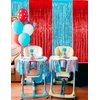 Dr Cat in The Hat Birthday Party Decorations/Thing 1 Thing 2 Party Decorations Dr. Baby Shower Decorations/Nurse Graduation Deorations/Blue Red Fringe Foil Curtains 4pcs