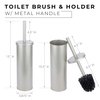 JS Jackson Supplies Sleek Toilet Brush and Holder with Metal Handle - Brushed Nickel
