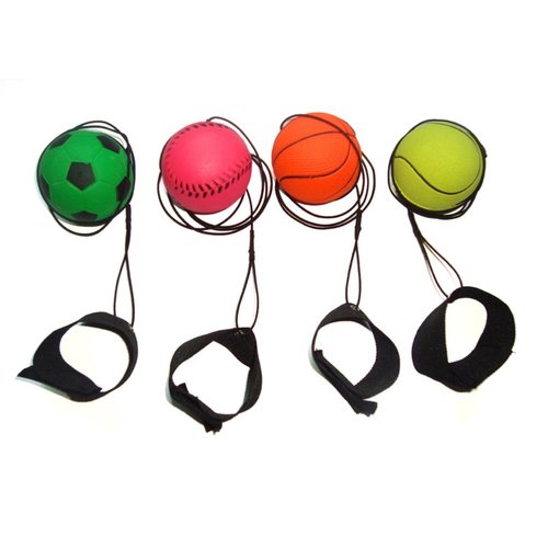 GOGO Pack of 6 Rubber Bouncy Balls with Wrist Strap & String for Finger Exercise