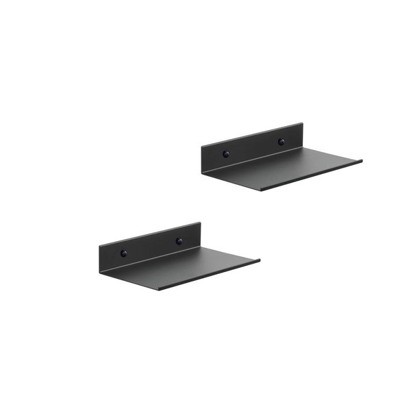 Z metnal Small Floating Shelves, Mini Display Metal Shelf for Collection, Decor Lack Wall Shelf, Utility Shelves,Aluminum, Wall Mounted, Matt Black, 8 inch, 2 Pack