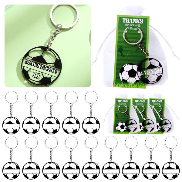 Huquary 30 Sets Sport Keychain Team Party Favors Acrylic DIY Name Keychains Soccer Softball Baseball Keychain Gift for Birthday Party Reward(Clear,Clear Soccer)