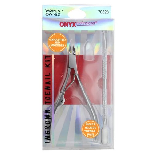 Onyx Professional Ingrown Toenail Kit with Toenail Clippers & Double-Ended Cuticle Pusher, Durable Stainless Steel, Easy to Use Ingrown Toenail Removal Kit, 2 Piece At-Home Pedicure Tools