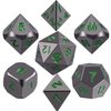 SIQUK Metal Polyhedral Dice Shiny Black Body and Dark Green Numbers Zinc Alloy Dice with Metal Case