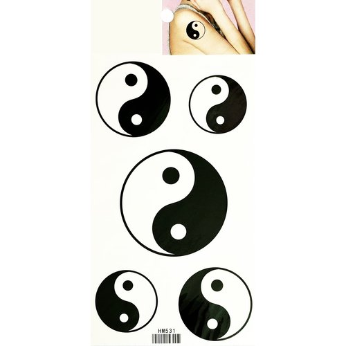 Yin Yang Temporary Tattoos Waterproof Tattoo Fake For Men Women Design Decorations Body Neck Chest Shoulder Legs Arm Back Stickers Removable Cartoon Painting 3D Tattoo
