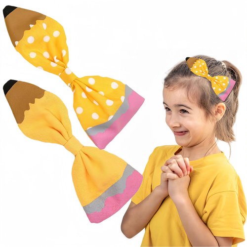 Back To School Hair Clips For Girls Hair Bow Clips Hair Accessories For Girls, Pencil Bow Hair Cl...