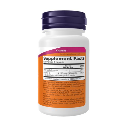 NOW Supplements, Vitamin D3 50,000 IU, 15 Veg Capsules