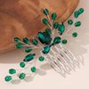 Rumtock Green Crystals Hair Comb Small Cute Headpiece for Women Girls Wedding Bridal Handmade Hair Accessories